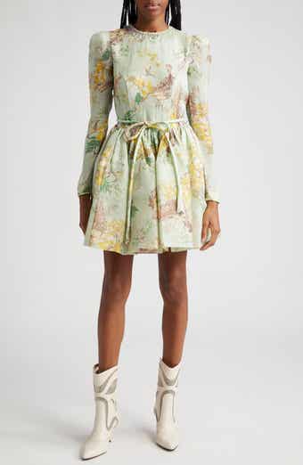 NWT Zimmermann Wavelength Bell Sleeve Floral Linen Belted Mini