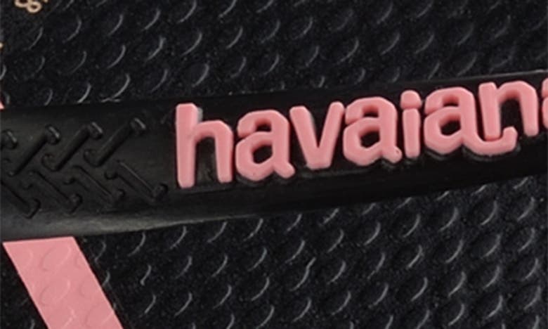 Shop Havaianas Kids' Slim Metallic Stripe Sandal In Black