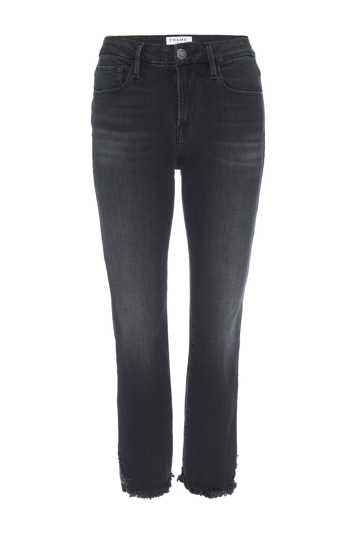 cropped raw edge jeans