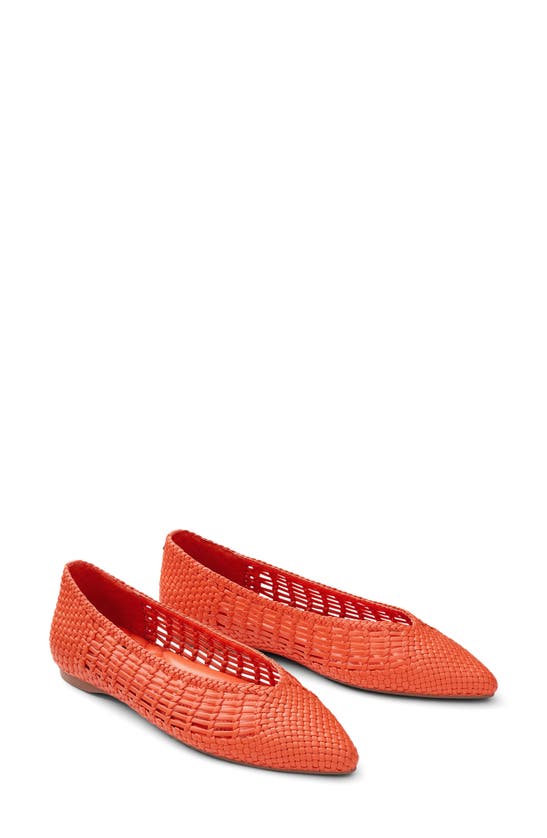 Shop Birdies Goldfinch Pointed Toe Ballet Flat In Tiger Lily Woven