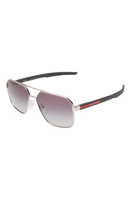 Shop Prada Linea Rossa 60mm Aviator Sunglasses In Silver