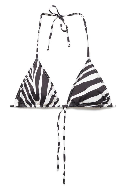 Mango Animal Print Triangle Halter Bikini Top In Zebra