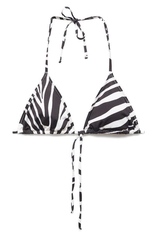 Shop Mango Animal Print Triangle Halter Bikini Top In Zebra