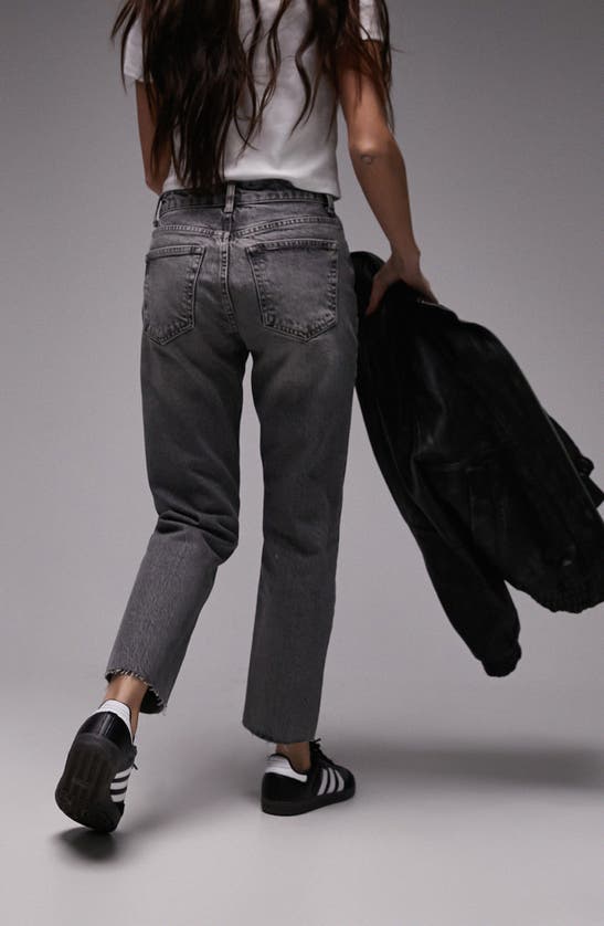 Shop Topshop Straight Leg Jeans In Grey