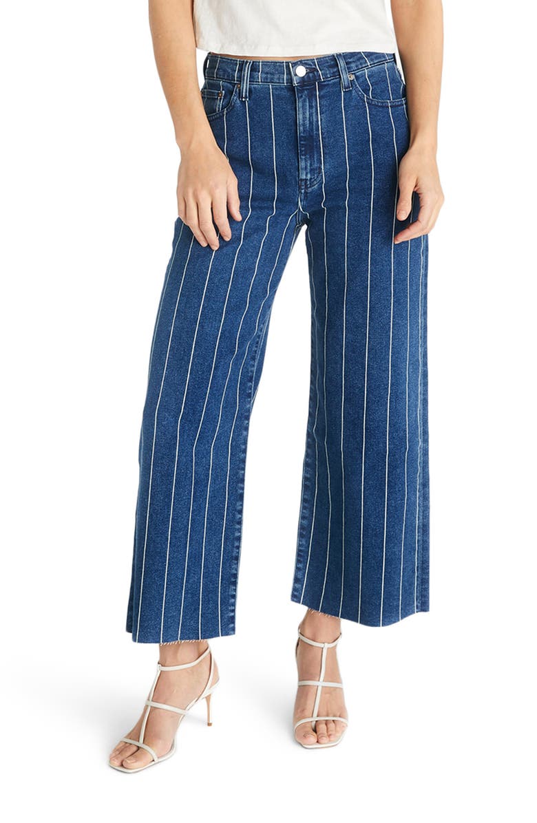 ÉTICA Devon Stripe High Waist Crop Wide Leg Jeans, Main, color, WIDE INDIGO STRIPE