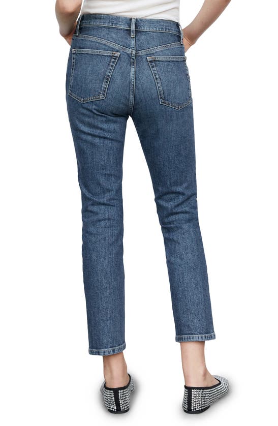 Shop Mango High Waist Crop Slim Jeans In Dark Blue
