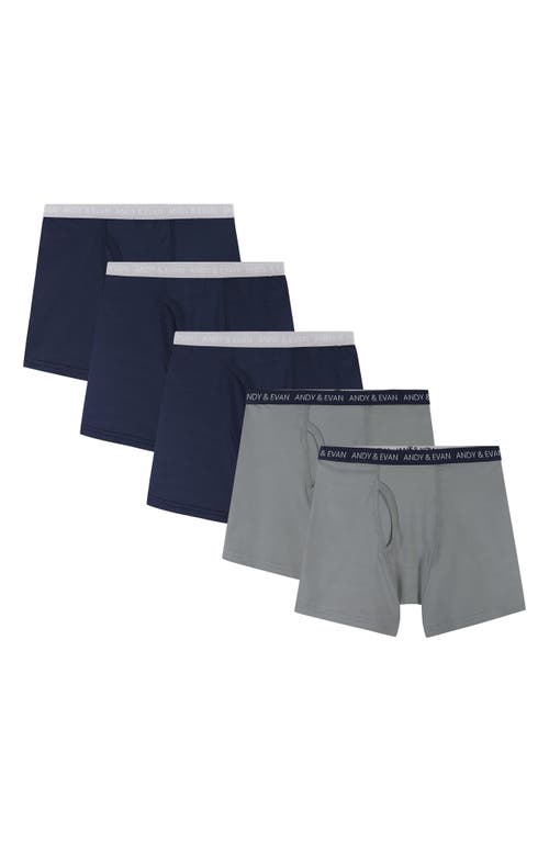 Shop Andy & Evan Kids' Assorted 5-pack Boxer Briefs In Navy/grey