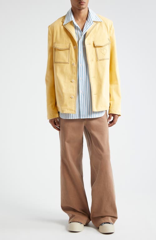 Shop Marni Contrast Stitch Denim Jacket In Light/yellow