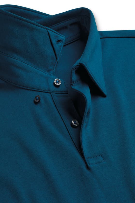 Shop Charles Tyrwhitt Plain Short Sleeve Jersey Polo In Turquoise Blue