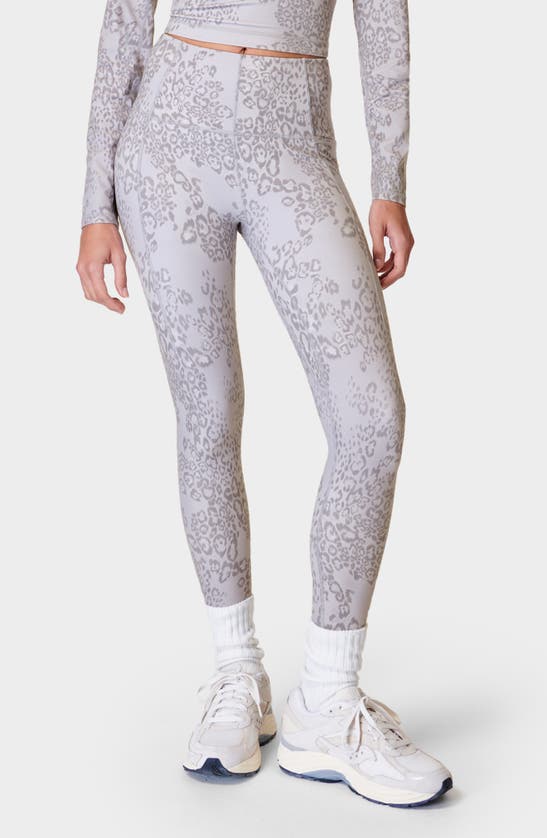 Sweaty Betty Super Soft Crop Yoga Leggings In Grey Smokey Leopard Print