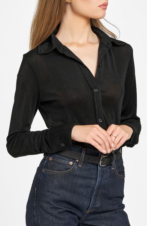 Shop Wayf Knit Button-up Shirt In Black