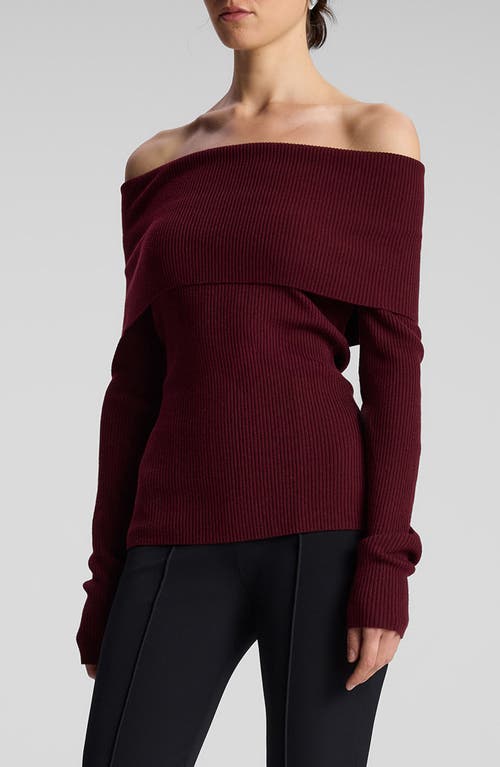 Shop A.l.c . Evelyn Off The Shoulder Merino Wool Blend Sweater In Burgundy