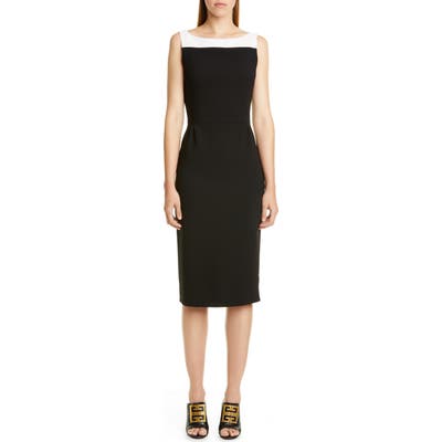 Givenchy Megan Bicolor Wool Midi Dress, 8 FR - Black