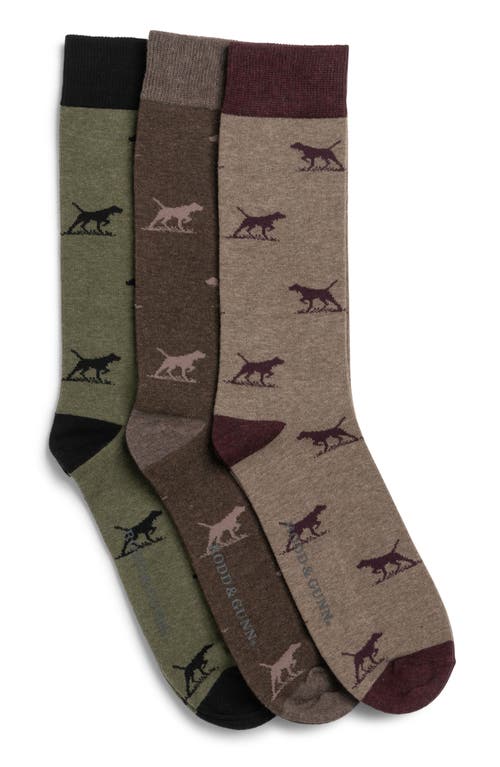 Rodd & Gunn Dogs-a-Plenty Assorted 3-Pack Cotton Blend Crew Socks in Earth Multi 