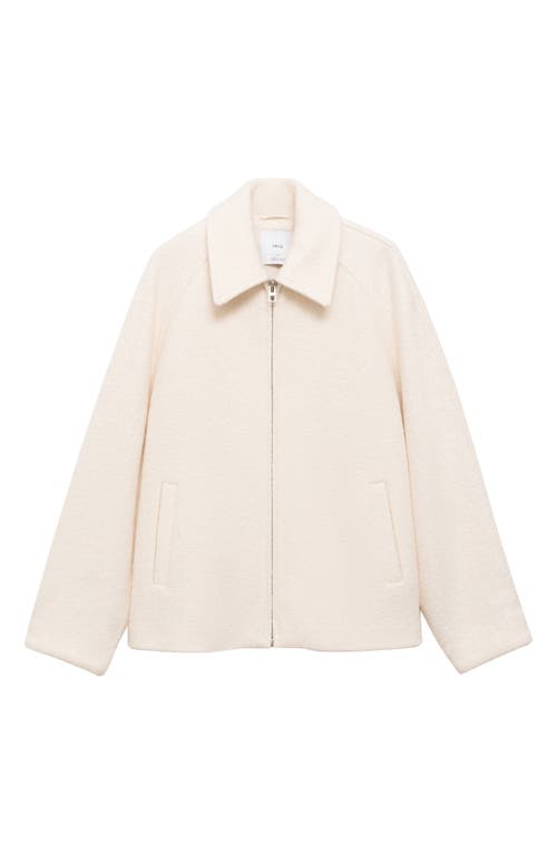 Mango Wool Blend Zip Jacket In Ecru