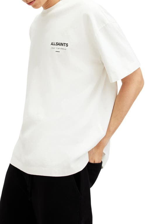 Allsaints Underground Organic Cotton Logo Graphic Tee In Ashen White