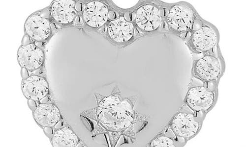 Glaze Jewelry Cz Heart Dangle Huggie Earrings Set In Silver