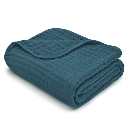 Comfy Cubs Muslin Baby Blanket In Neptune