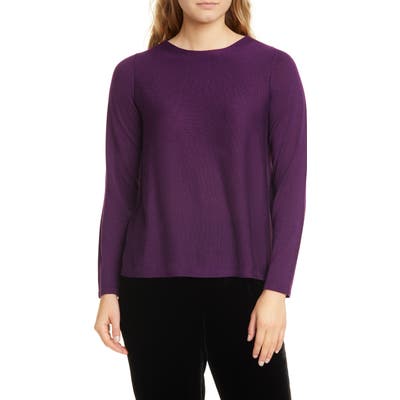 Eileen Fisher A-Line Long Sleeve Top, Purple