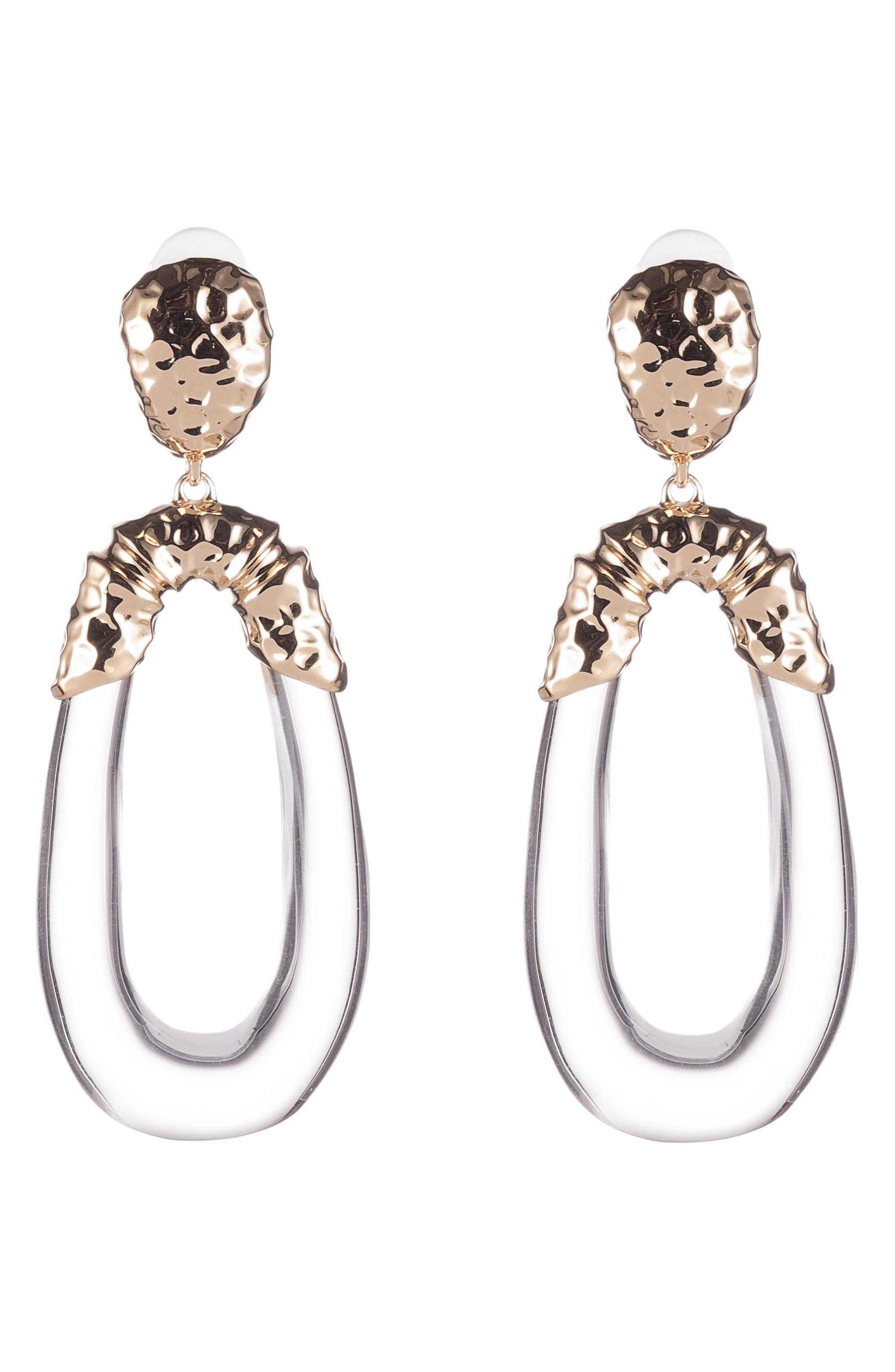 Alexis Bittar Hammered Metal & Satin Lucite Drop Earrings In Clear