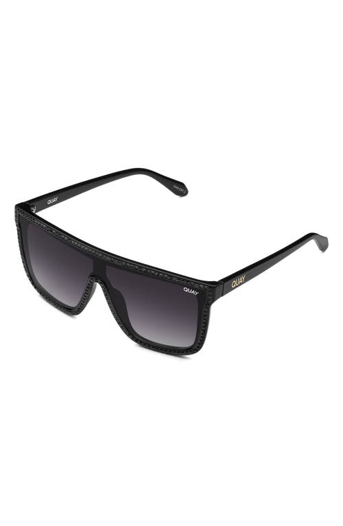 Shop Quay Australia Nightfall Bling 49mm Gradient Shield Sunglasses In Black/smoke