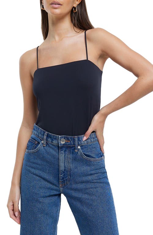 River Island Square Neck Bodysuit in Black