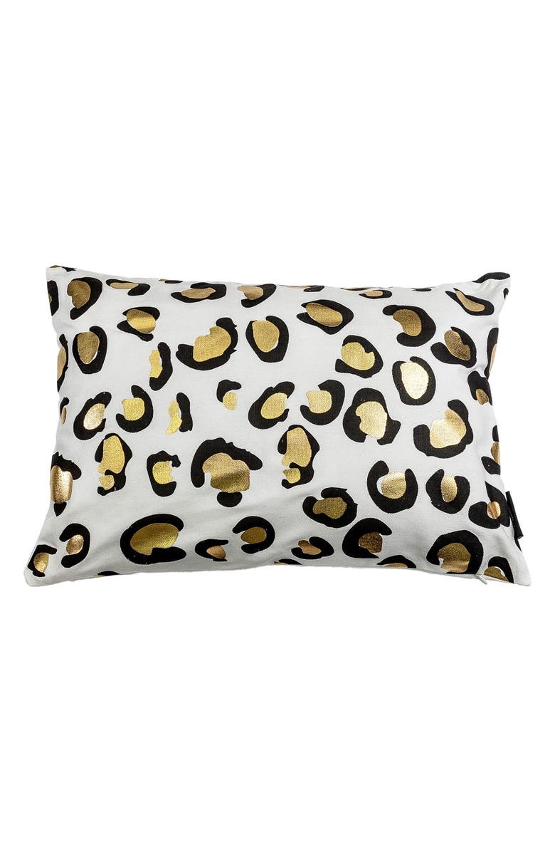 KENSIE Metallic Animal Print Pillow, Main, color, WHITE/ GOLD MULTI