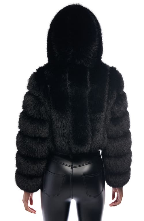 Azalea Wang Jolene Crop Faux Fur Hooded Jacket In Black