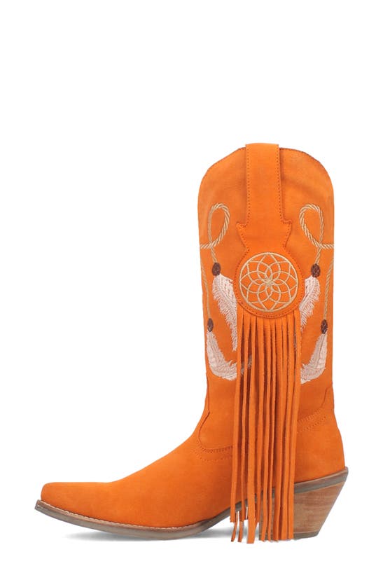 Dingo Day Dream Fringe Embroidered Western Boot In Orange