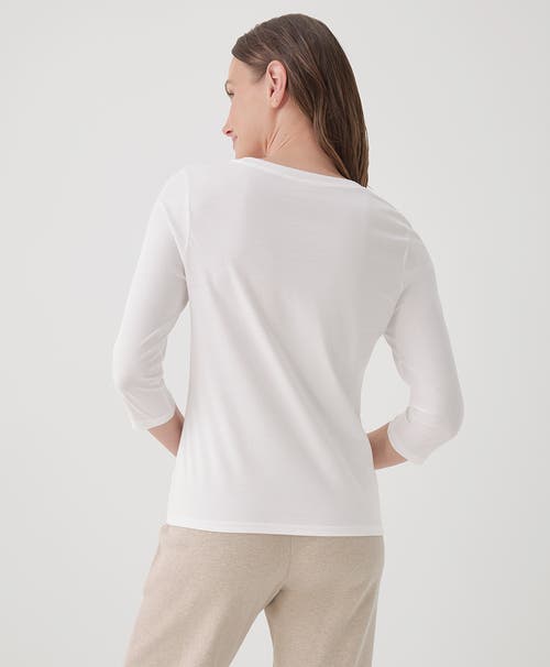 Pact Organic Cotton Softspun Scoop Neck 3/4 Sleeve Tee In White