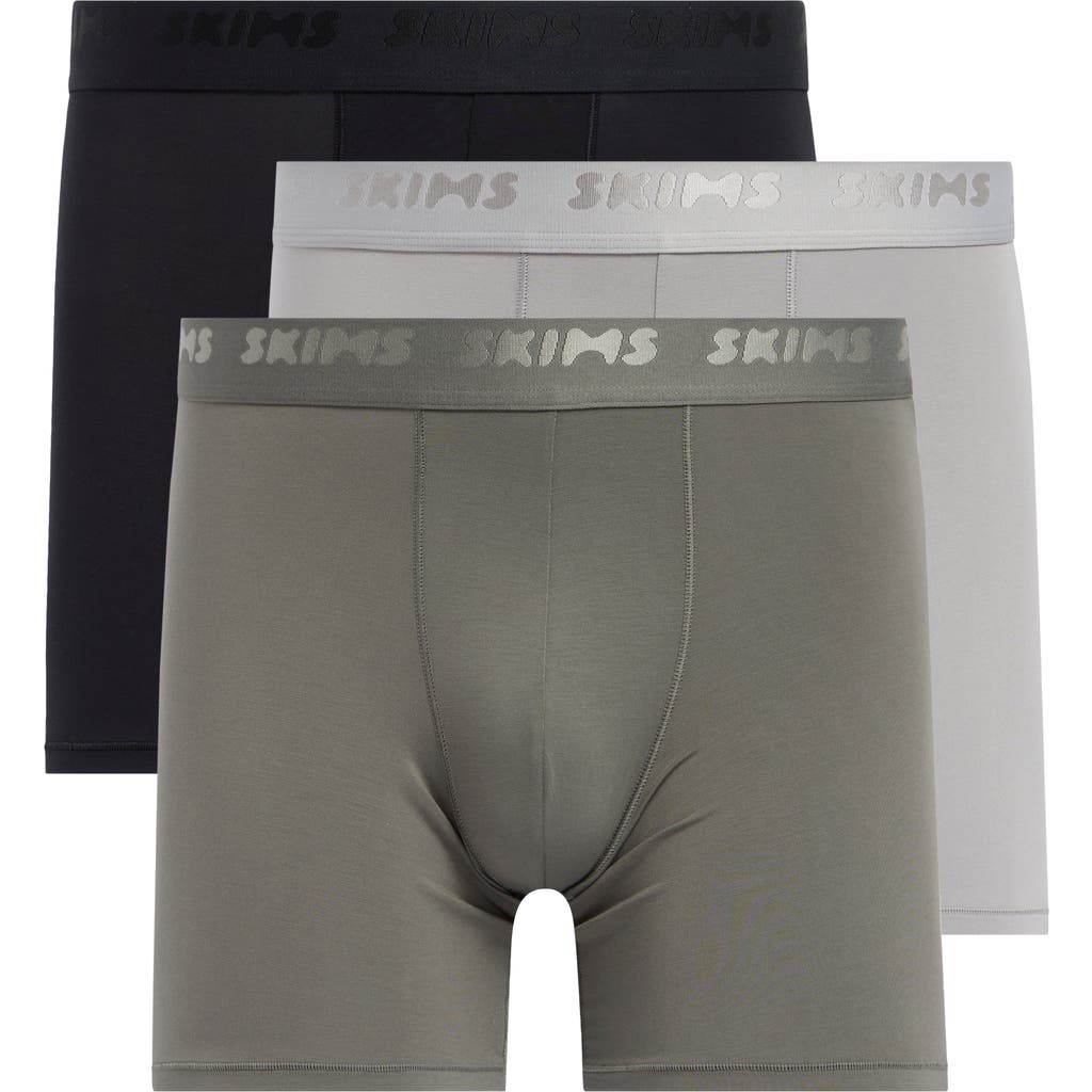 Skims 3-pack 5-inch Stretch Modal Boxer Briefs In Gunmetal Multi