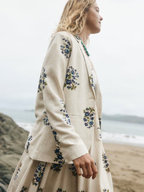 Shop Eddy Amber Blazer In Oatmeal Bluesy Beaded Floral