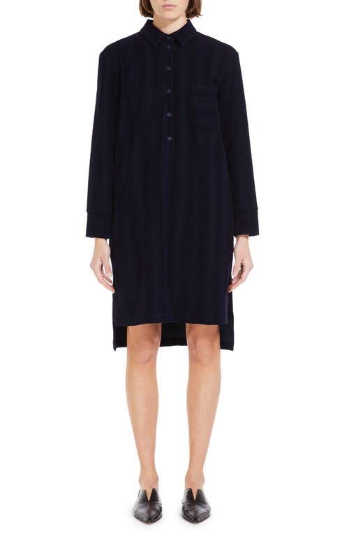 Supremo Long Sleeve Flocked Shirtdress in Navy