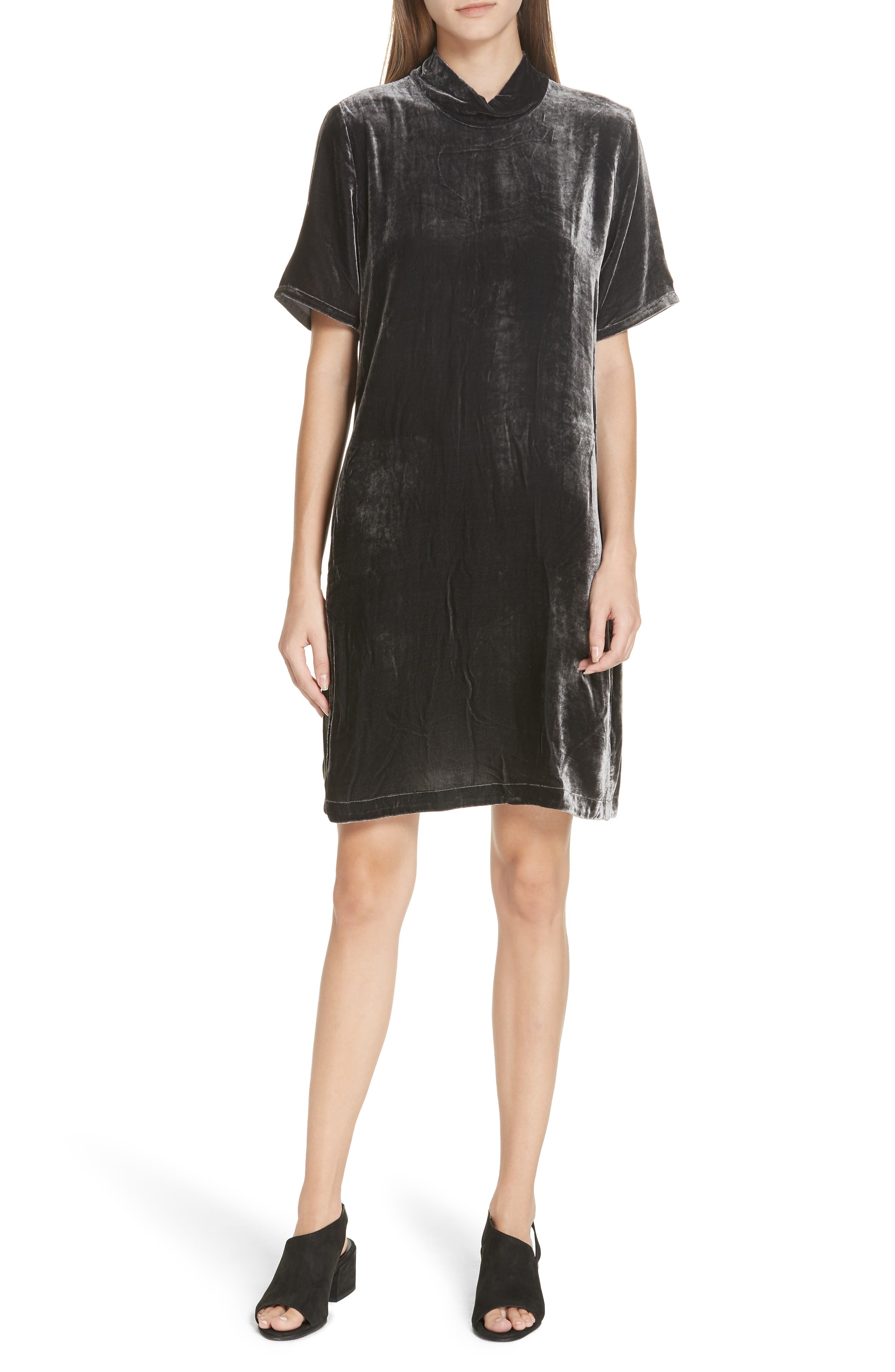 eileen fisher velvet shift dress
