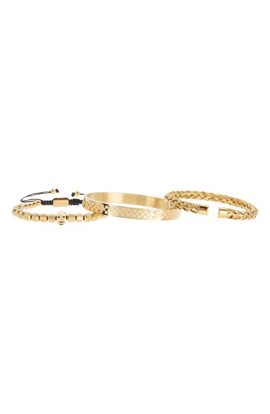 Shop Eye Candy Los Angeles 3-piece Titanium Mixed Bracelet Set In Gold