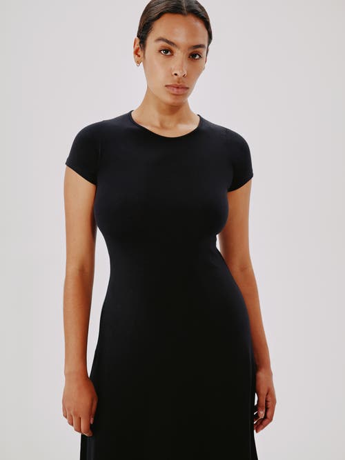 Another Tomorrow Short-sleeve Jersey Midi-dress In Black