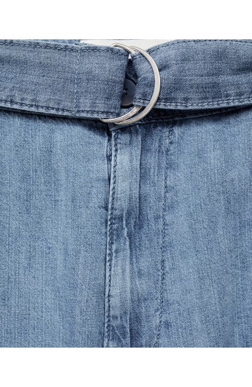 Mango Women's Belt Flowy Pants In Medium Blue