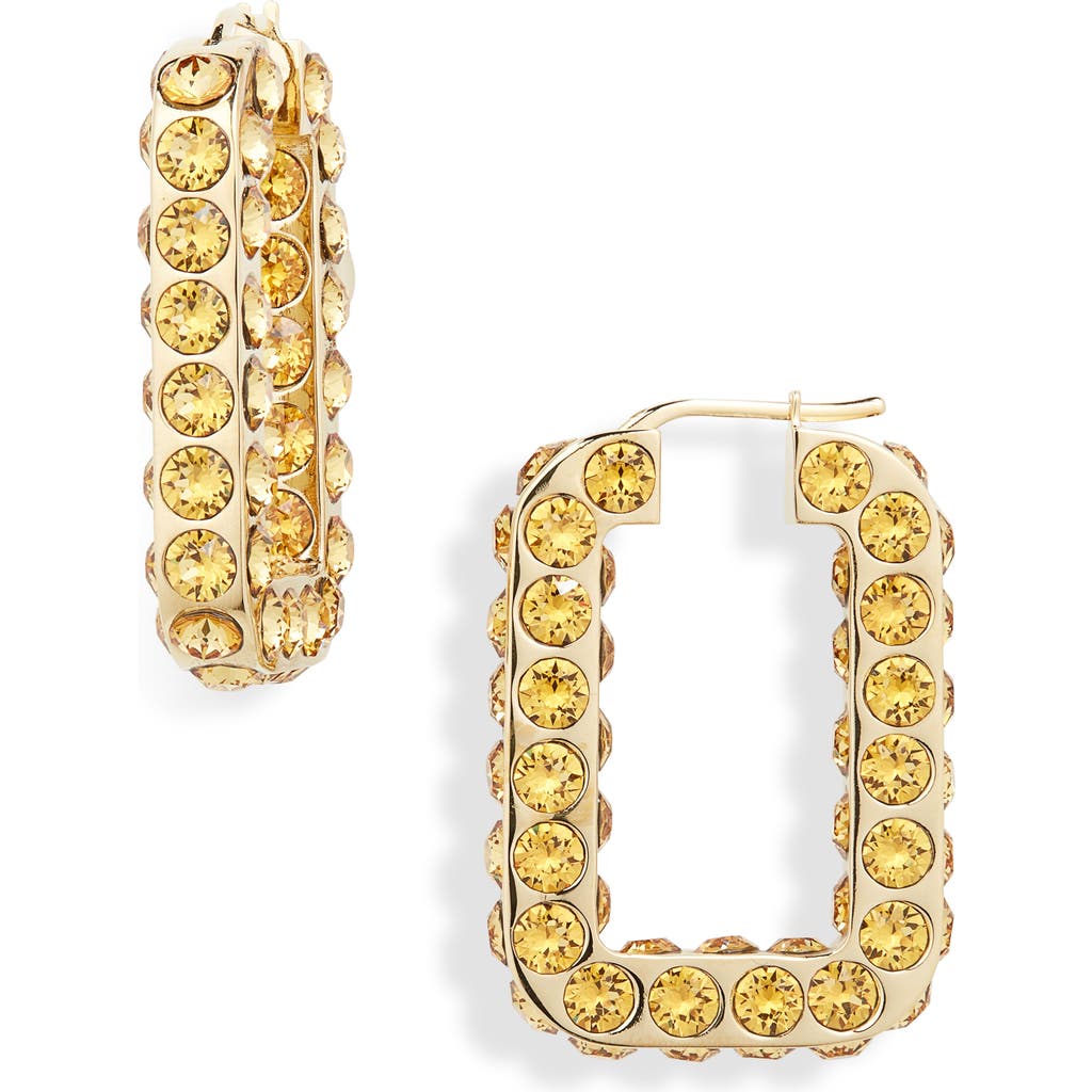 Amina Muaddi Crystal Hoop Earrings In Golden Crystals/gold Base