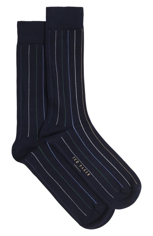 Ted Baker London Sokkthr Pinstripe Dress Socks in Navy at Nordstrom