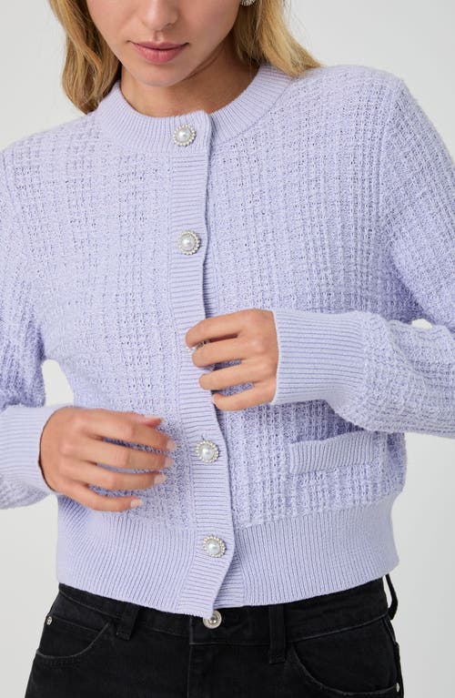 Shop French Connection Metallic Cotton Blend Cardigan In Lavendar