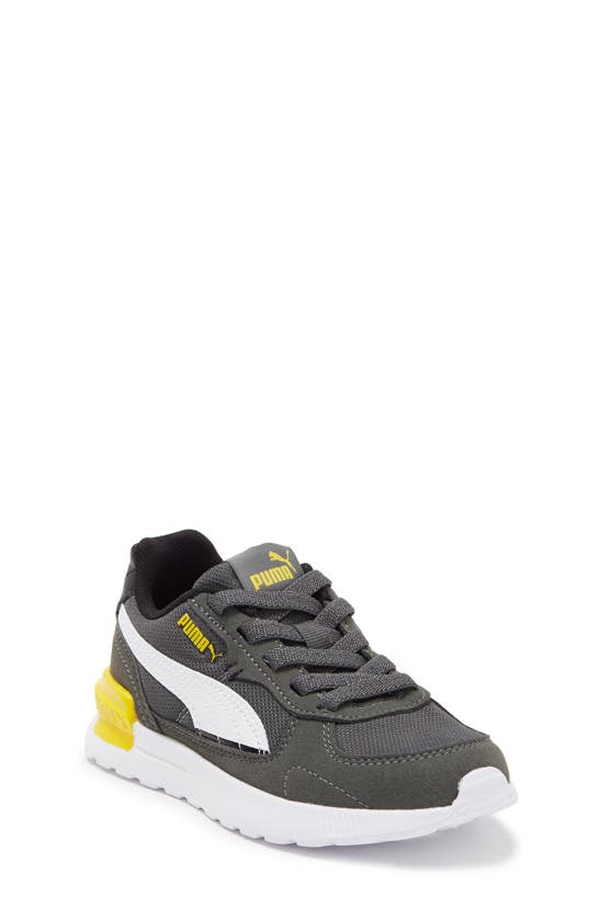 Puma Kids' Graviton Ac Sneaker In Gray-white-pel Yellow-black