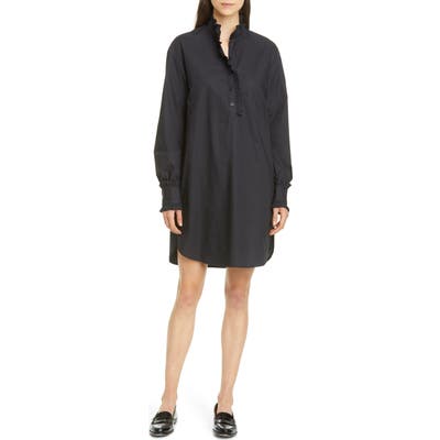 Birgitte Herskind Lady Tunika Ruffle Long Sleeve Poplin Shirtdress, Blue