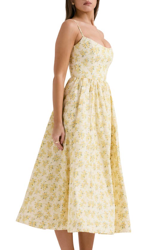 House Of Cb Lolita Fit & Flare Midi Sundress In Yellow Floral Print