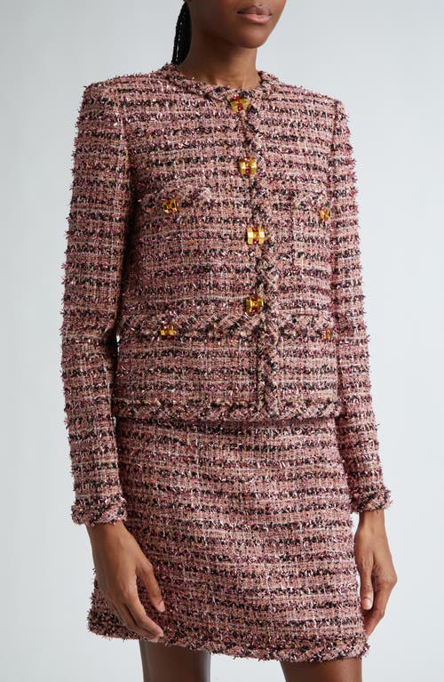 Shop St John St. John Collection Metallic Eyelash Tweed Jacket In Napa Pink Multi