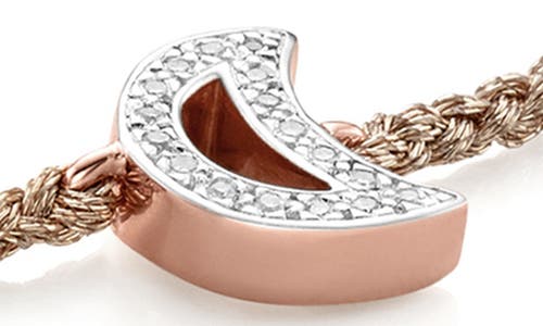 Shop Monica Vinader Alphabet Moon Diamond Friendship Bracelet In Rose Gold/diamond