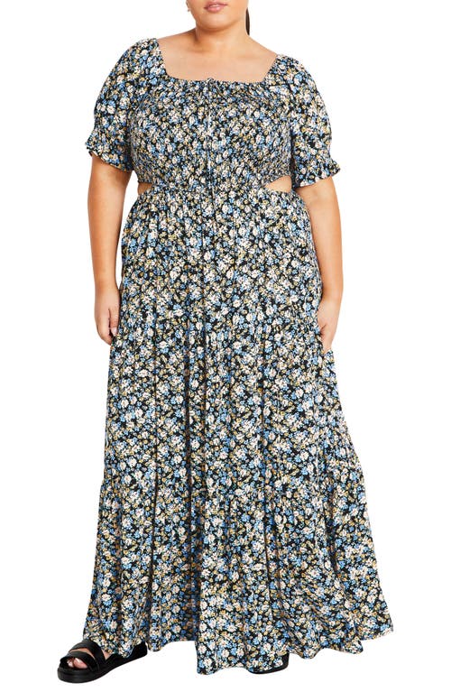 City Chic Alexa Floral Print Maxi Dress Powder Petal at