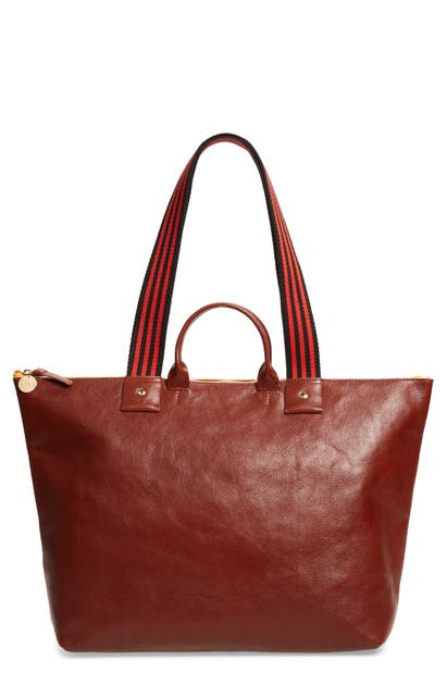 CLARE V CLAIRE V. LE ZIP LEATHER TOTE,HB-TT-LZ-100027-MAH
