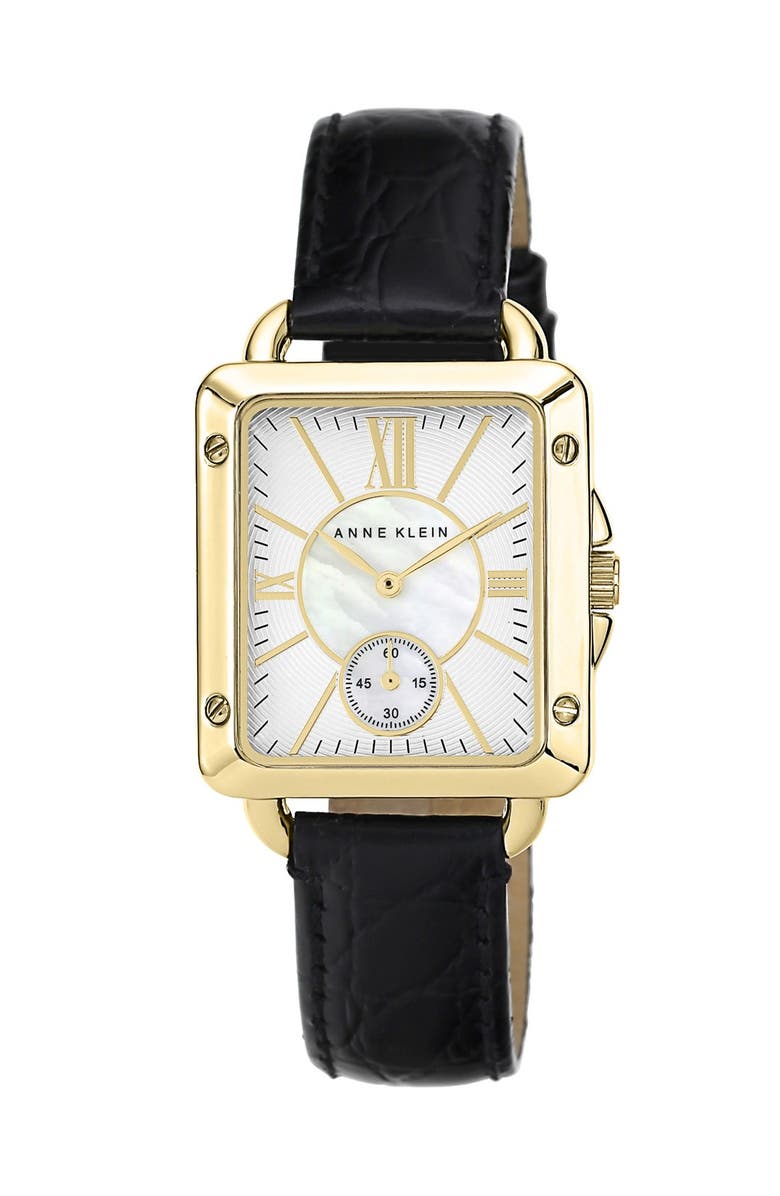 Anne klein black leather watch Clearance