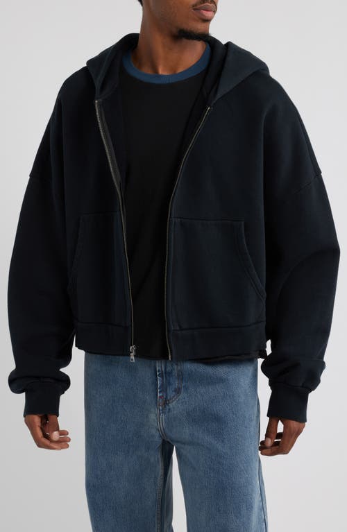 Elwood Oversize Rectangle Zip Hoodie in Black Ink 