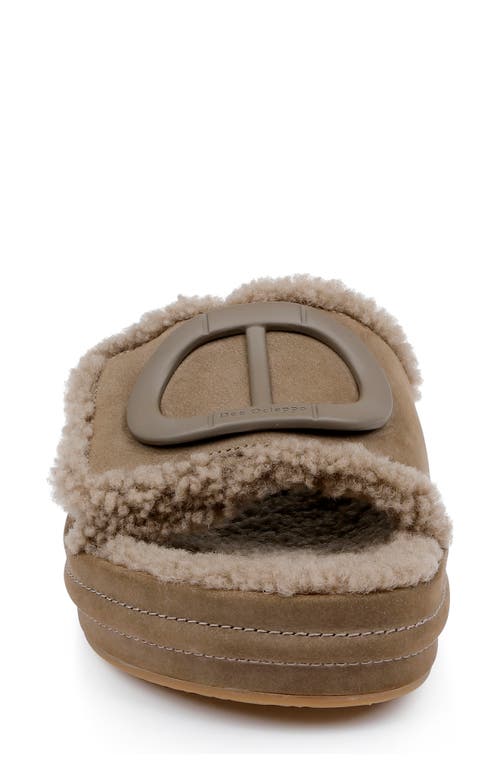 Shop Dee Ocleppo Lima Genuine Shearling Platform Sandal In Dark Taupe